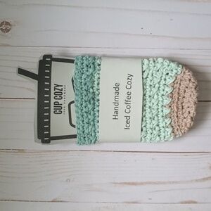 Handmade crocheted iced coffee cozy